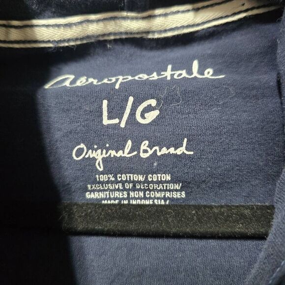 Aeropostale Vintage Y2K Navy Hooded Patch Tee - Picture 4 of 4